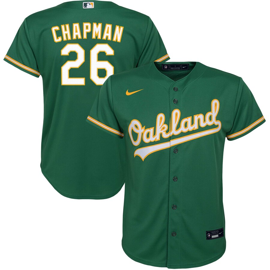 Oakland Athletics #26 Matt Chapman Nike Youth Alternate 2020 MLB Player Jersey Kelly Green
